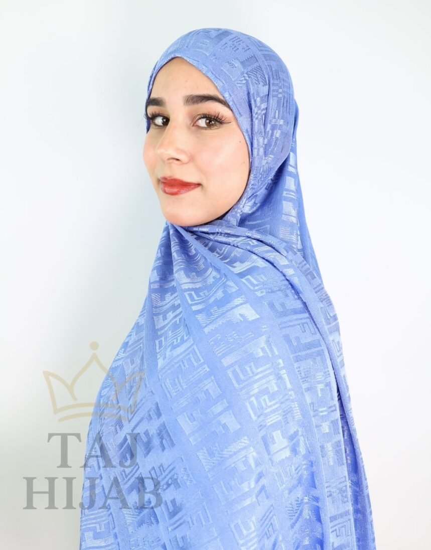 ⁦Châle Jacquard Premium Bleu Ciel⁩ - الصورة ⁦4⁩