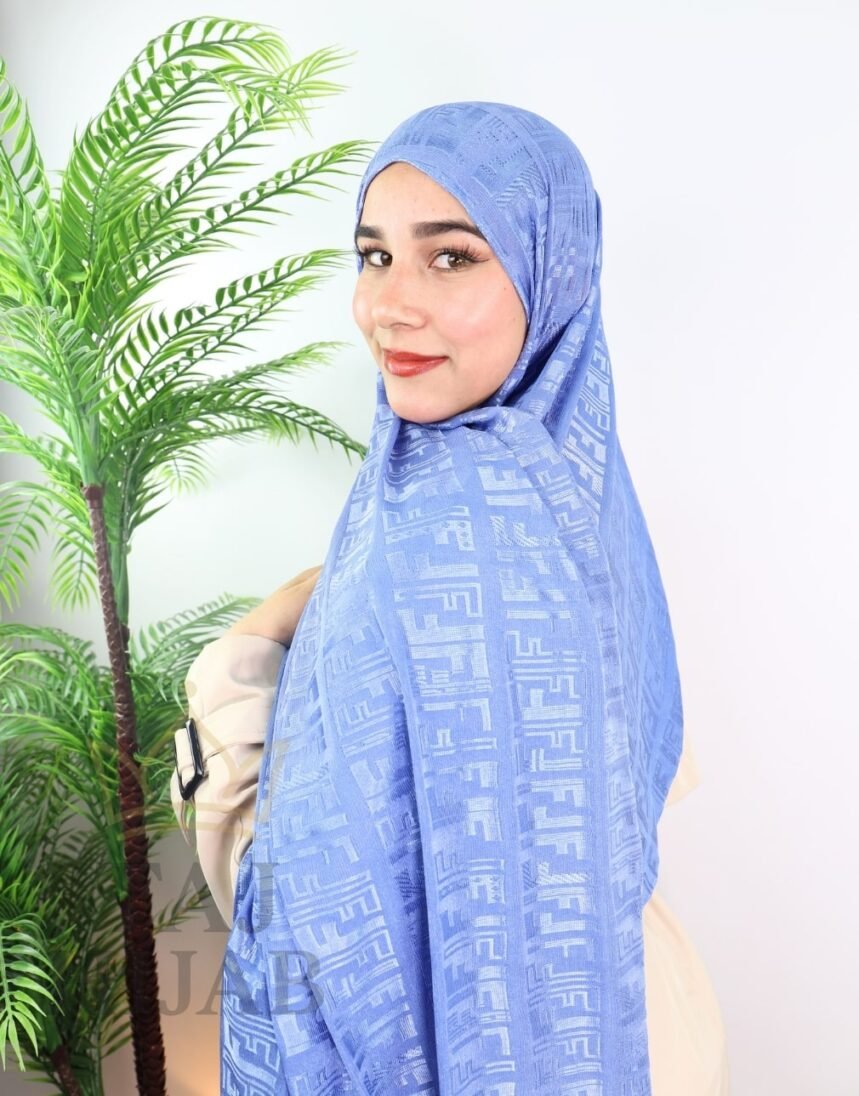 ⁦Châle Jacquard Premium Bleu Ciel⁩ - الصورة ⁦2⁩