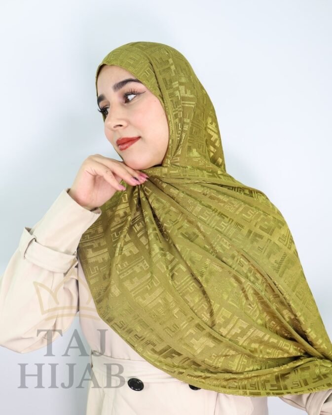 Châle Jacquard Premium Vert Olive